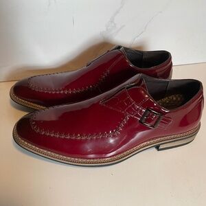 New Maroon Men’s Dress Shoes with Side Buckle